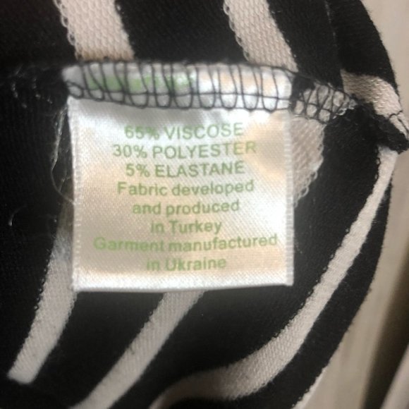 GARNET HILL 3/4 Ruched Sleeve Midi Striped Swing A Line Shirt Dress Small - Picture 5 of 7